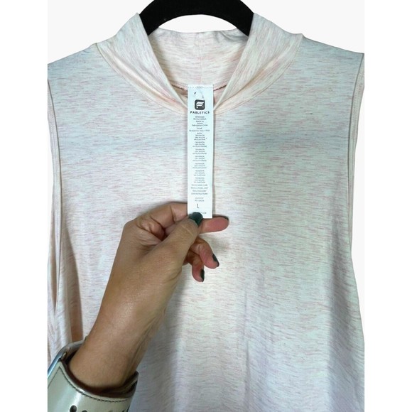 Fabletics Kathie Seamless Mock Neck Bodycon Knit Top Opal Pink Size L Side Ruch‎ - Picture 8 of 12